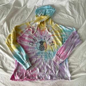 Destin Florida Tie-Dye Terry Cloth Cotton Hoodie, Size M